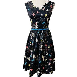 Lindy Bop Daria Birdcage Cat floral Dress scalloped neckline rockabilly pinup 4